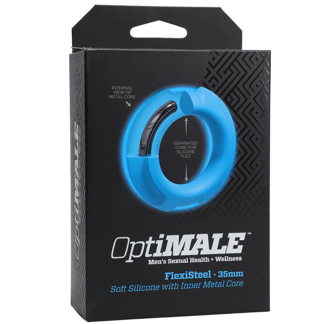 Doc Johnson OptiMALE Flexisteel 35mm Cock Ring Blue