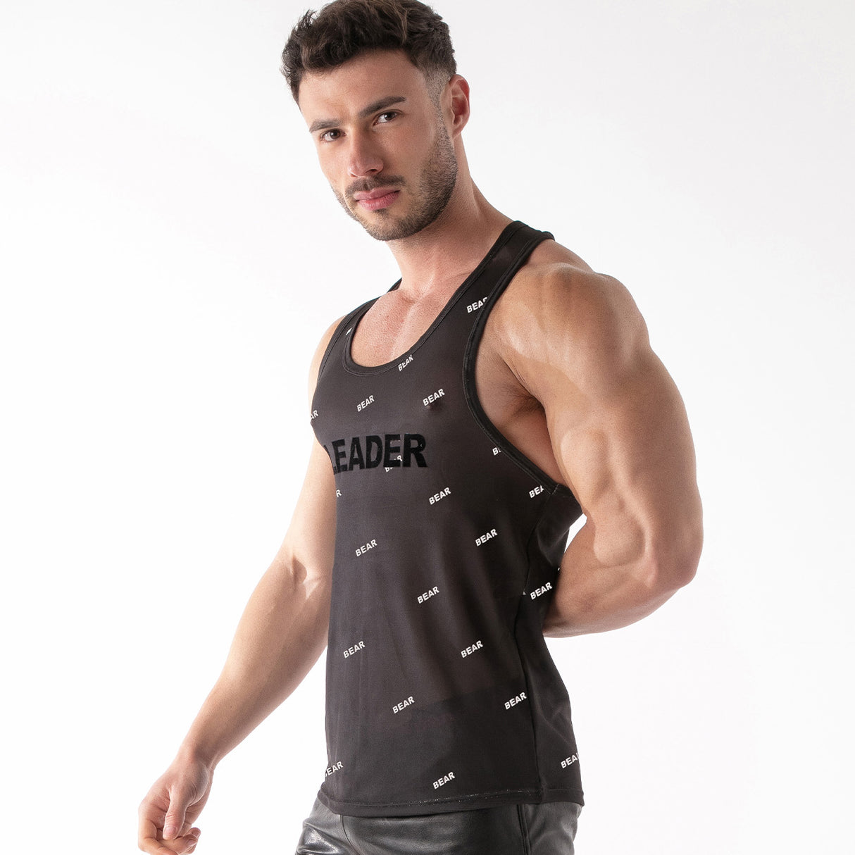 Leader ID Mesh Tank Top Bear Black