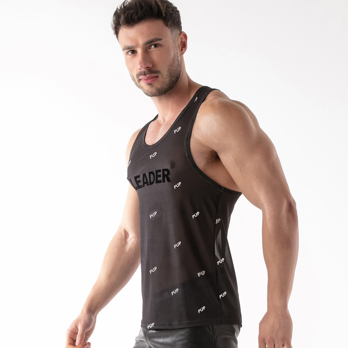 Leader ID Mesh Tank Top Pup Black