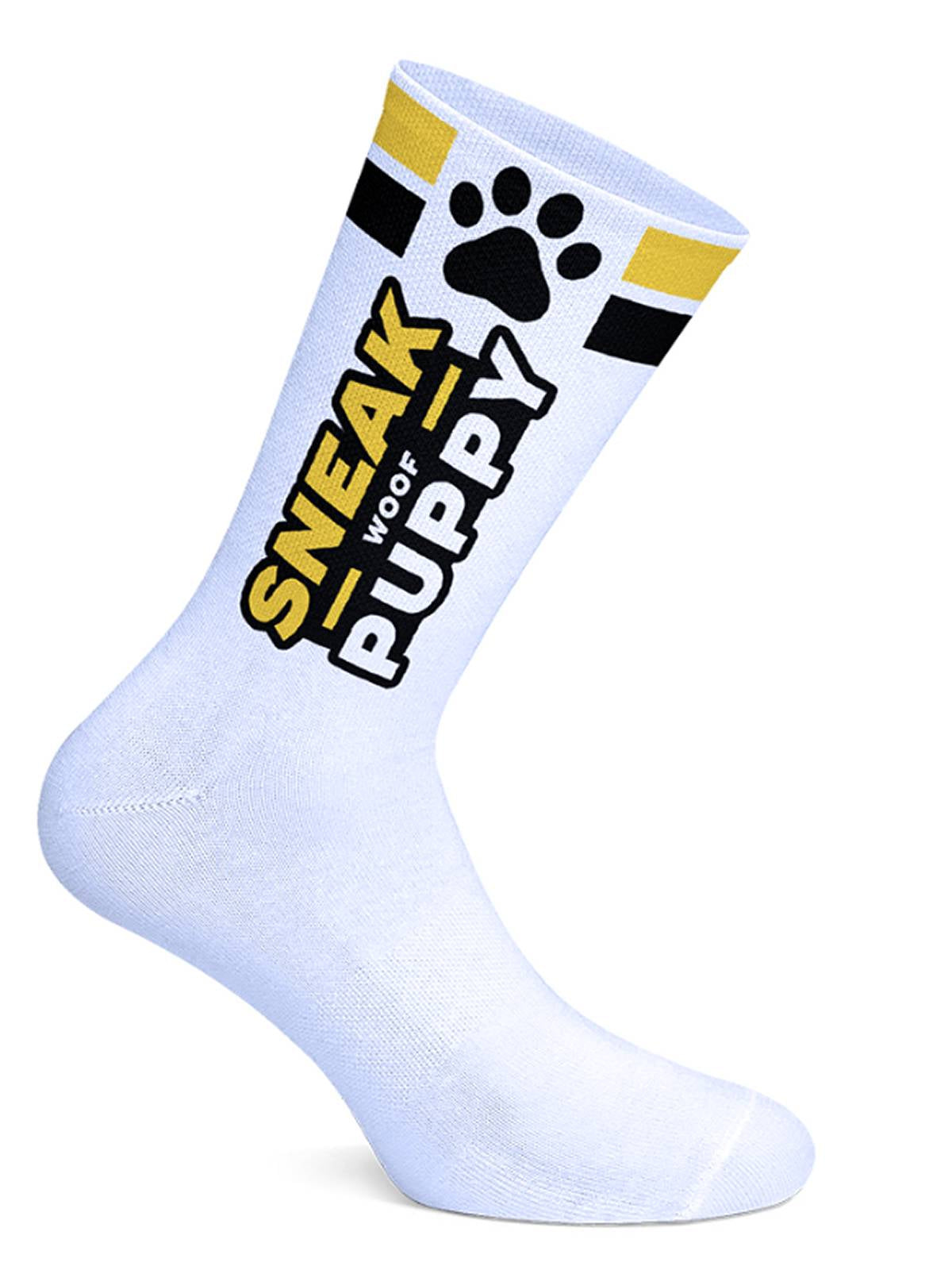 SNEAKFREAXX Woof Puppy Socks White Yellow