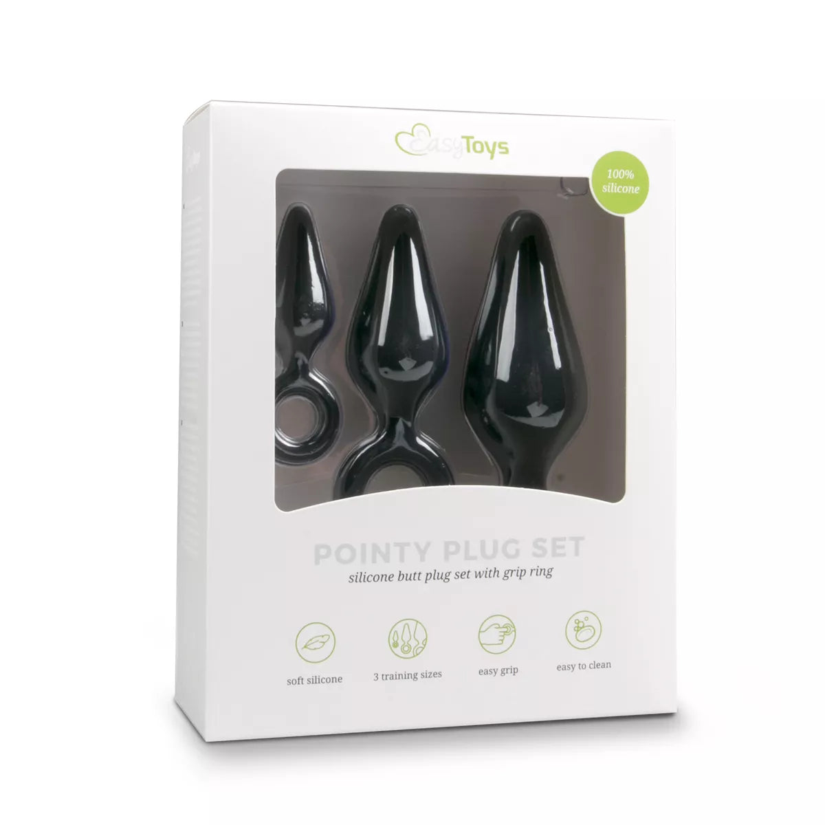 EasyToys Buttplugs with Pull Ring Set Black