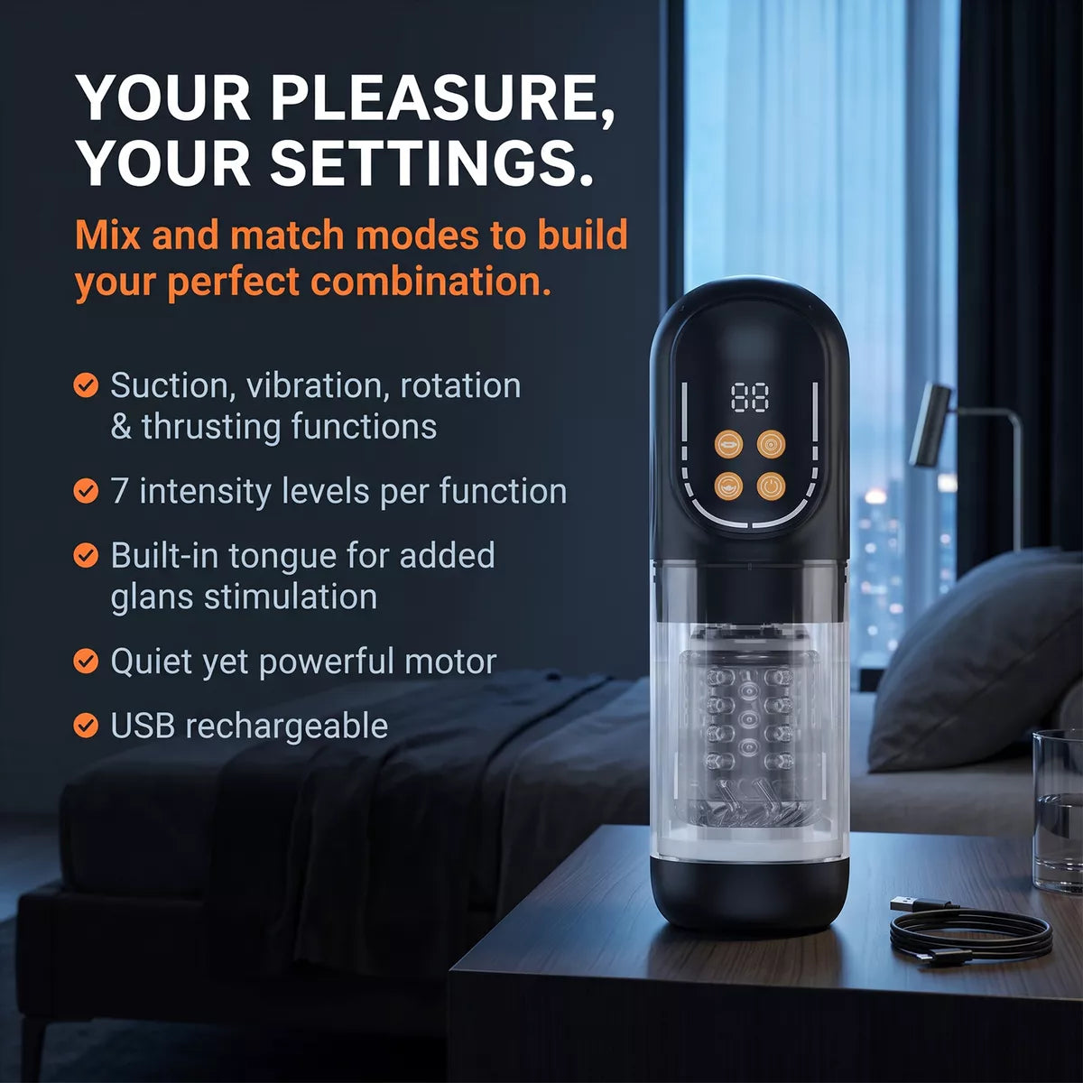 CRUIZR CM07 Thrusting and Rotating Masturbator Black