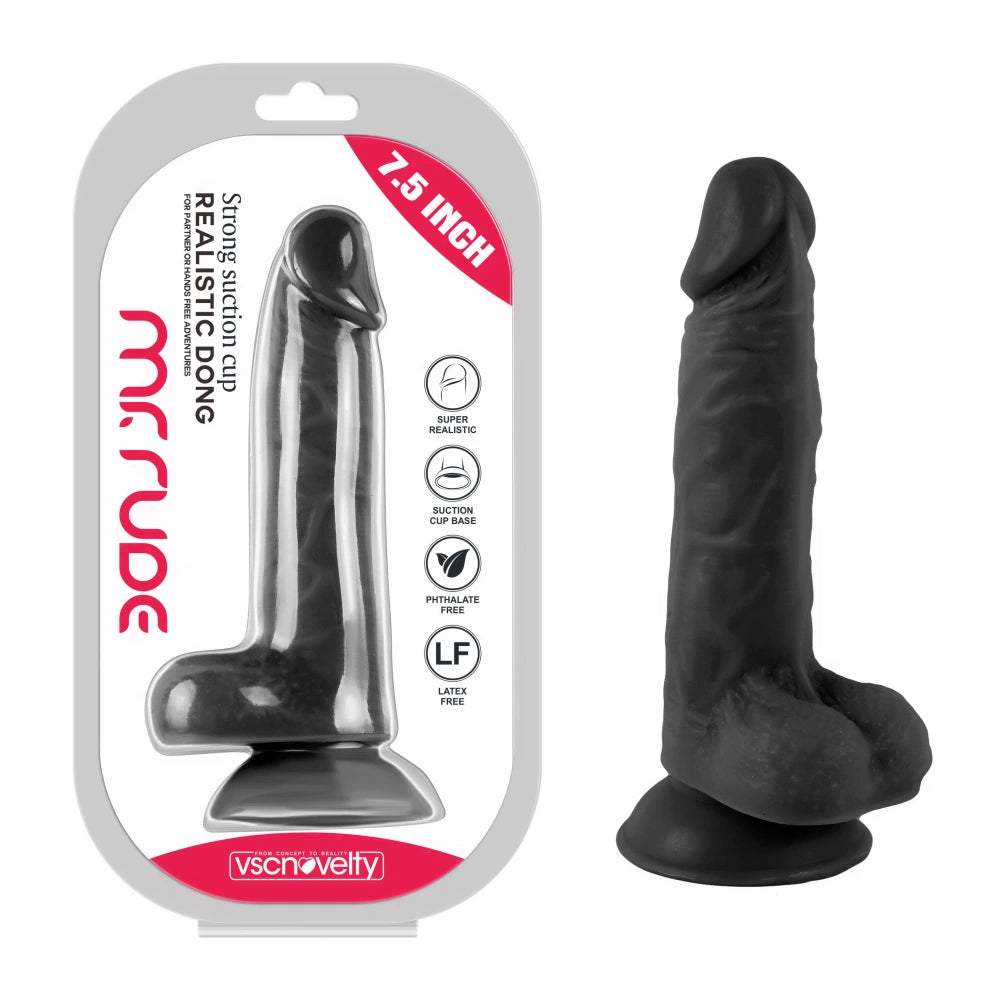 Mr. Rude Realistic Dong 7.5" Black
