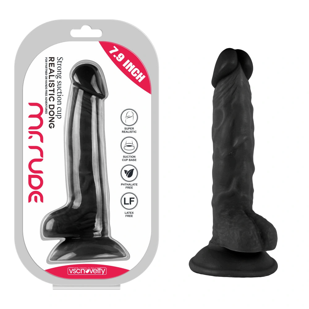 Mr. Rude Realistic Dong 7.9" Black
