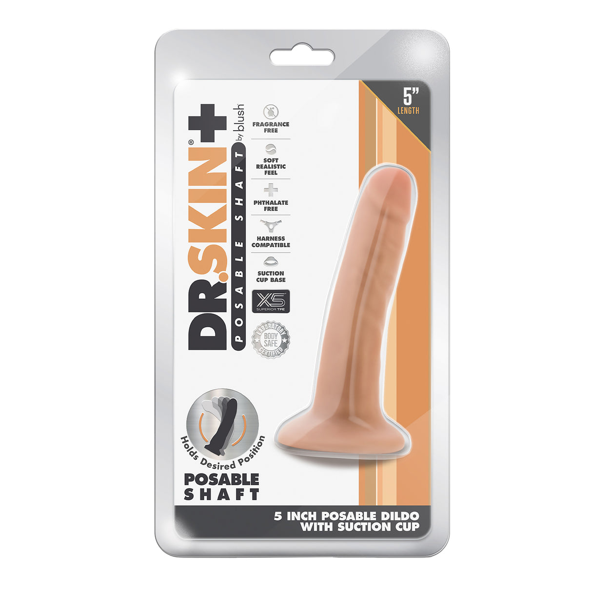 Dr Skin Posable Dildo 5 Inch Vanilla
