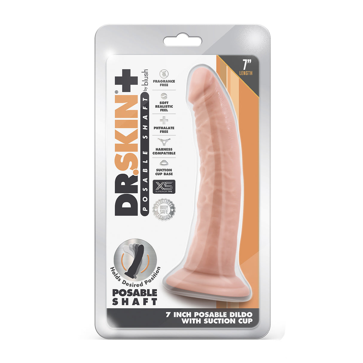 Dr Skin Posable Dildo 7 Inch Vanilla