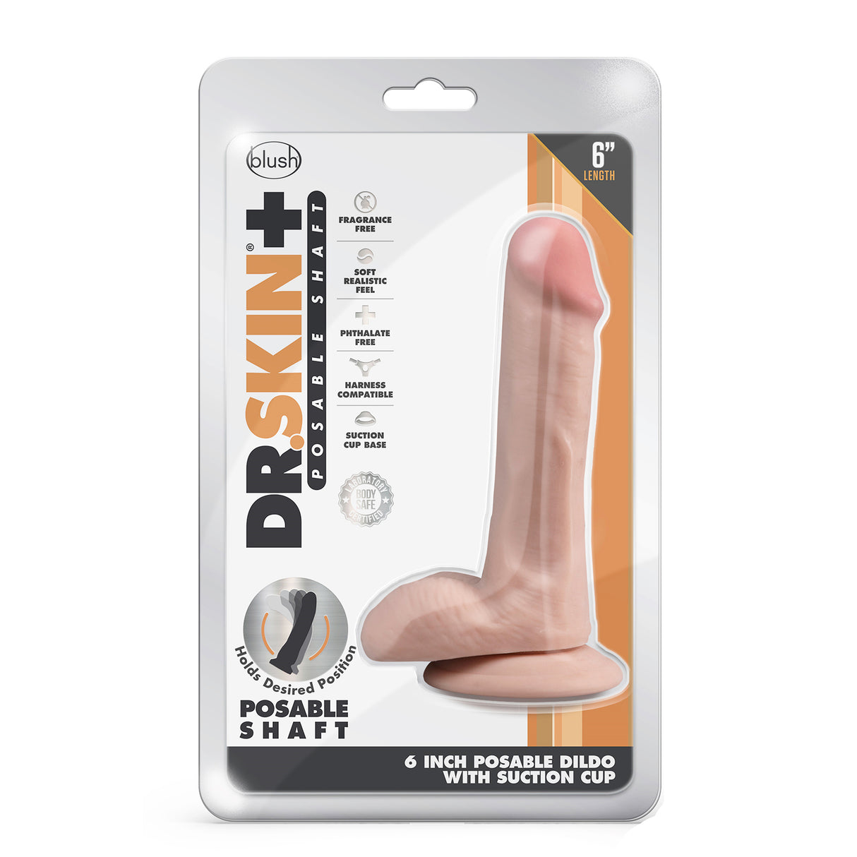 Dr Skin Posable Dildo with Balls 6 Inch Vanilla