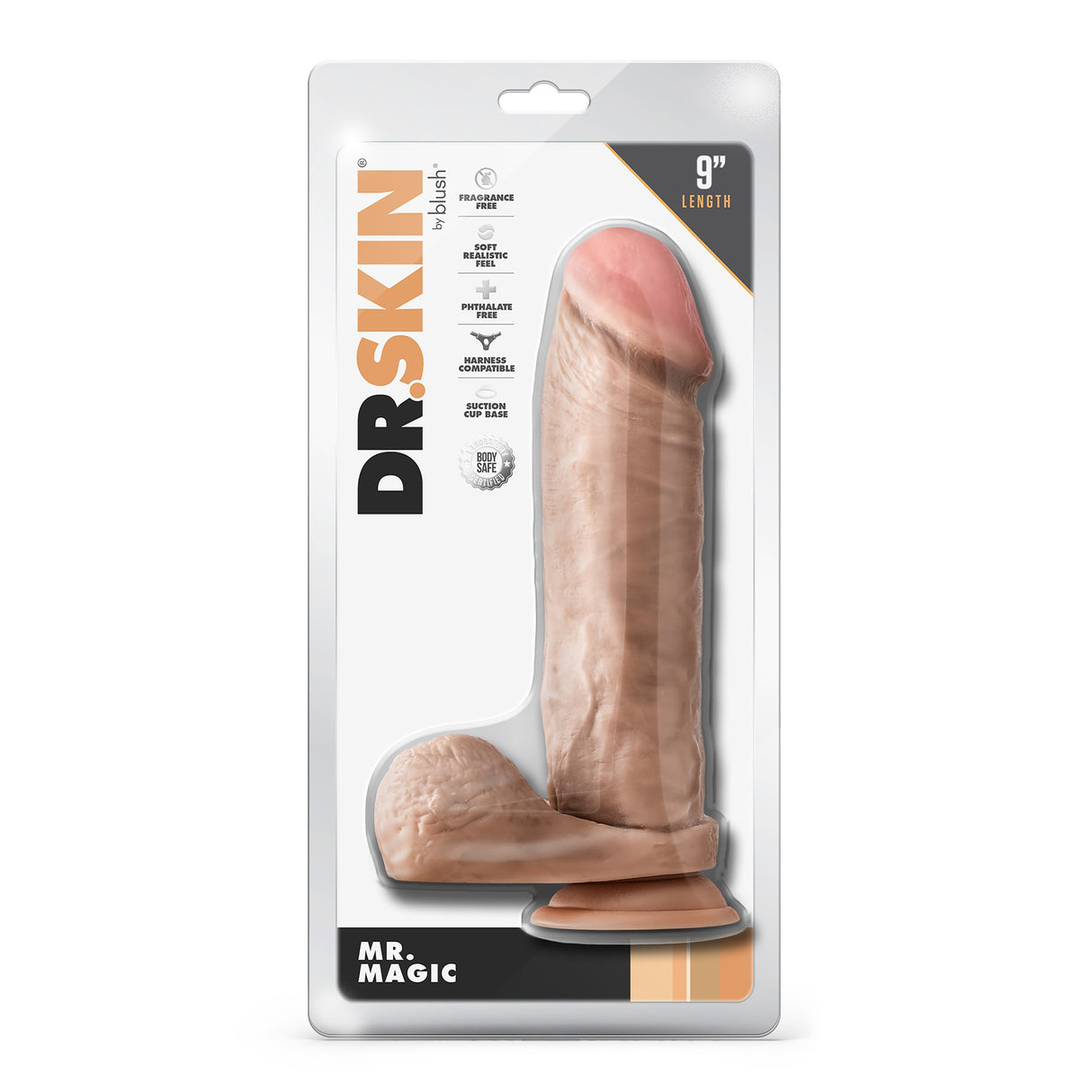 Dr Skin Mr Magic Dildo with Balls 9 Inch Light