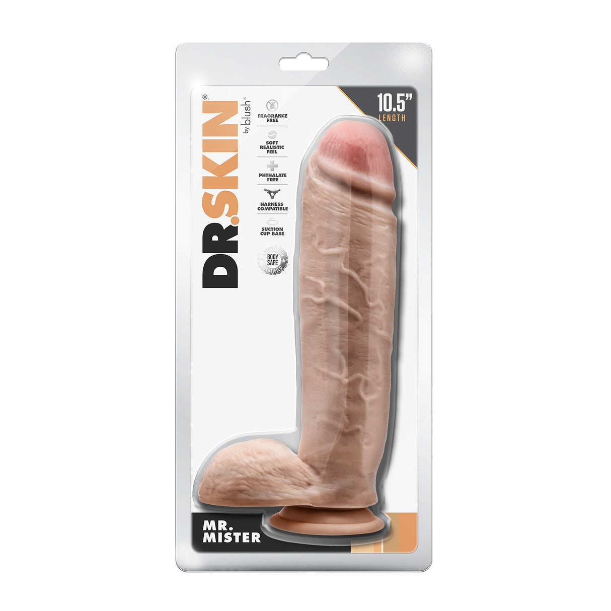 Dr Skin Mr Mister Dildo with Balls 10.5 Inch Light