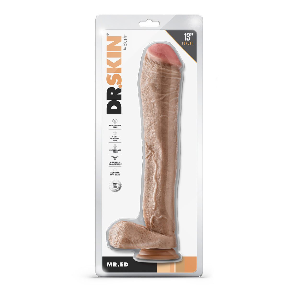 Dr Skin Mr Ed Dildo with Balls 13 Inch Light