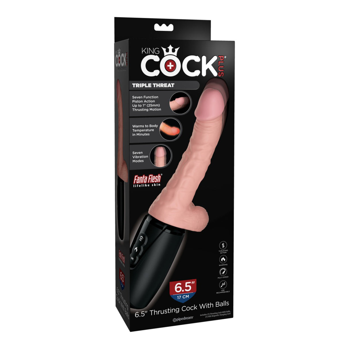 Pipedream King Cock Plus Thruster Cock with Balls 6.5 Inch Flesh
