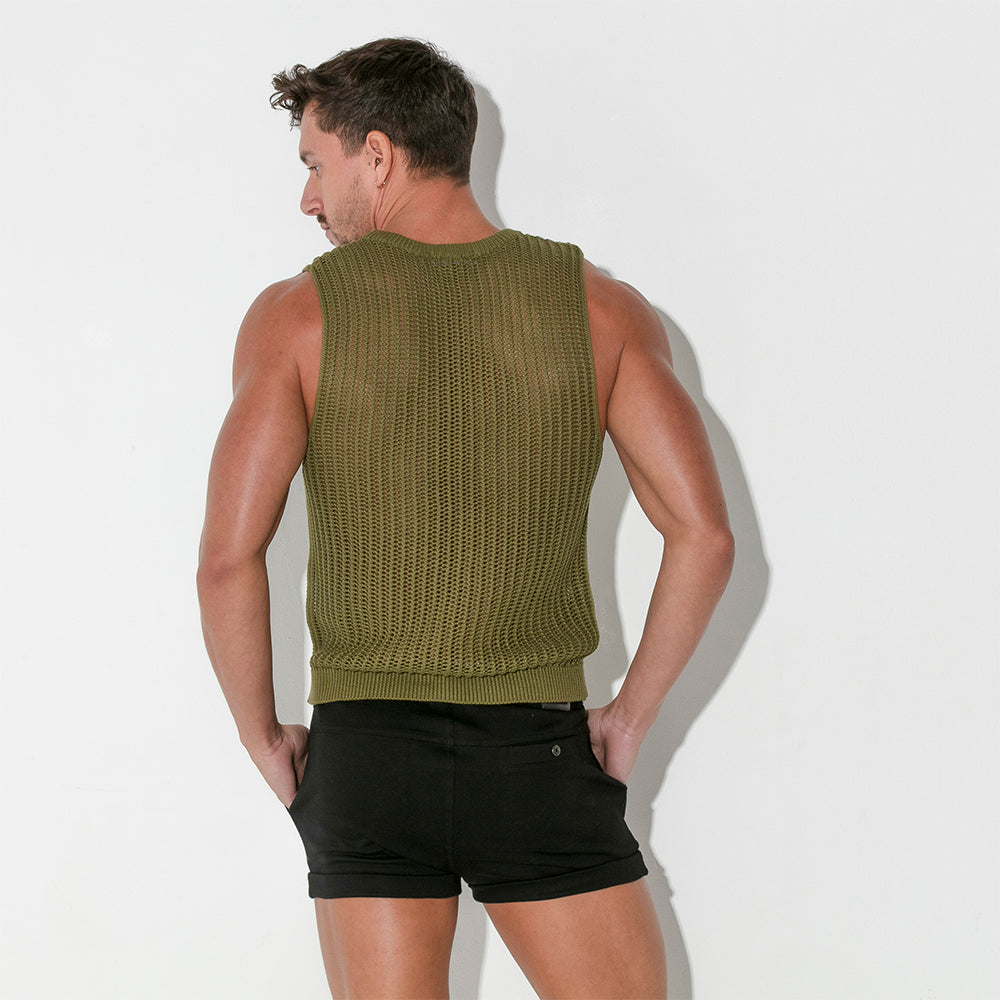 Code 22 Knitted Tank Top Khaki