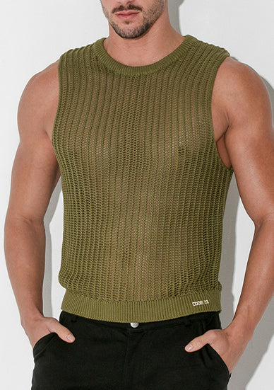 Code 22 Knitted Tank Top Khaki