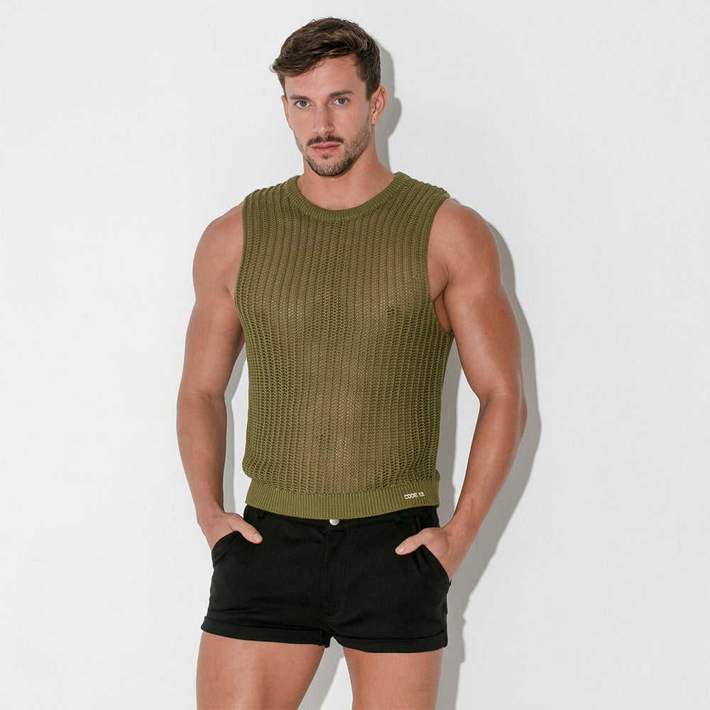 Code 22 Knitted Tank Top Khaki
