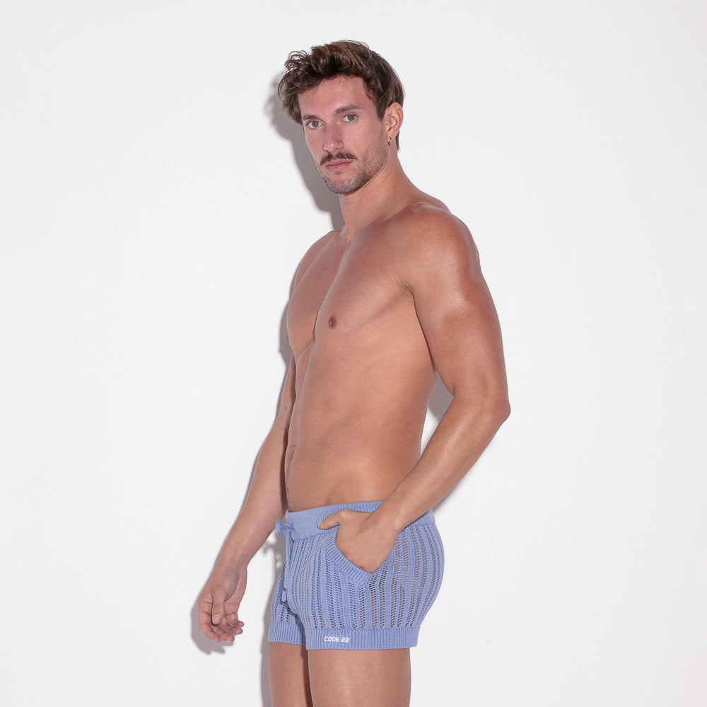 Code 22 Knitted Stripe Short Sky Blue