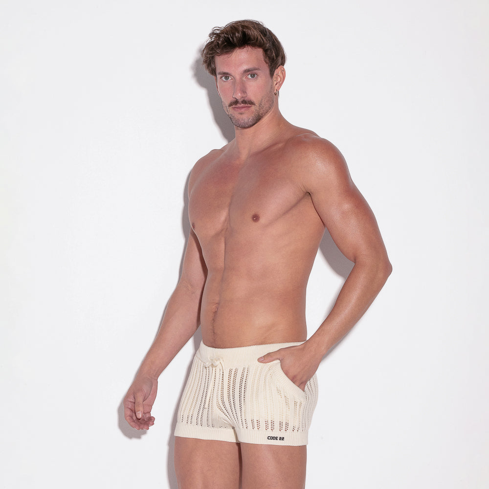 Code 22 Knitted Stripe Short Off White
