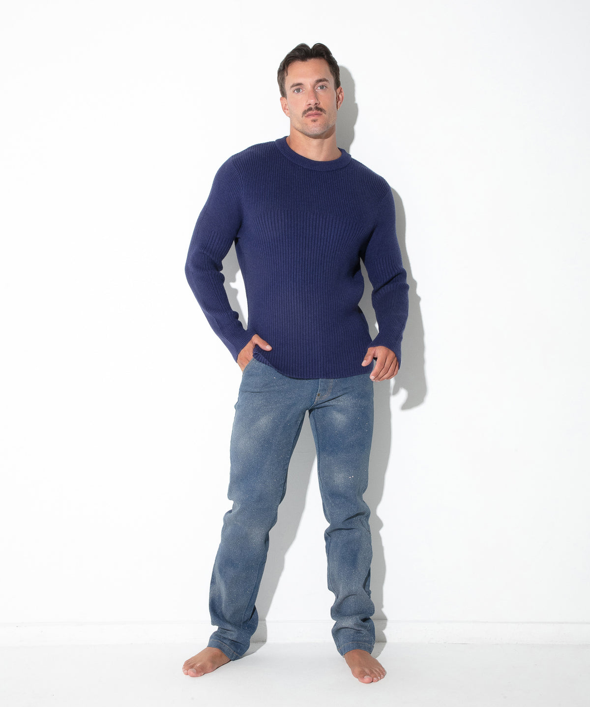 Code 22 Ribbed Sweater Navy