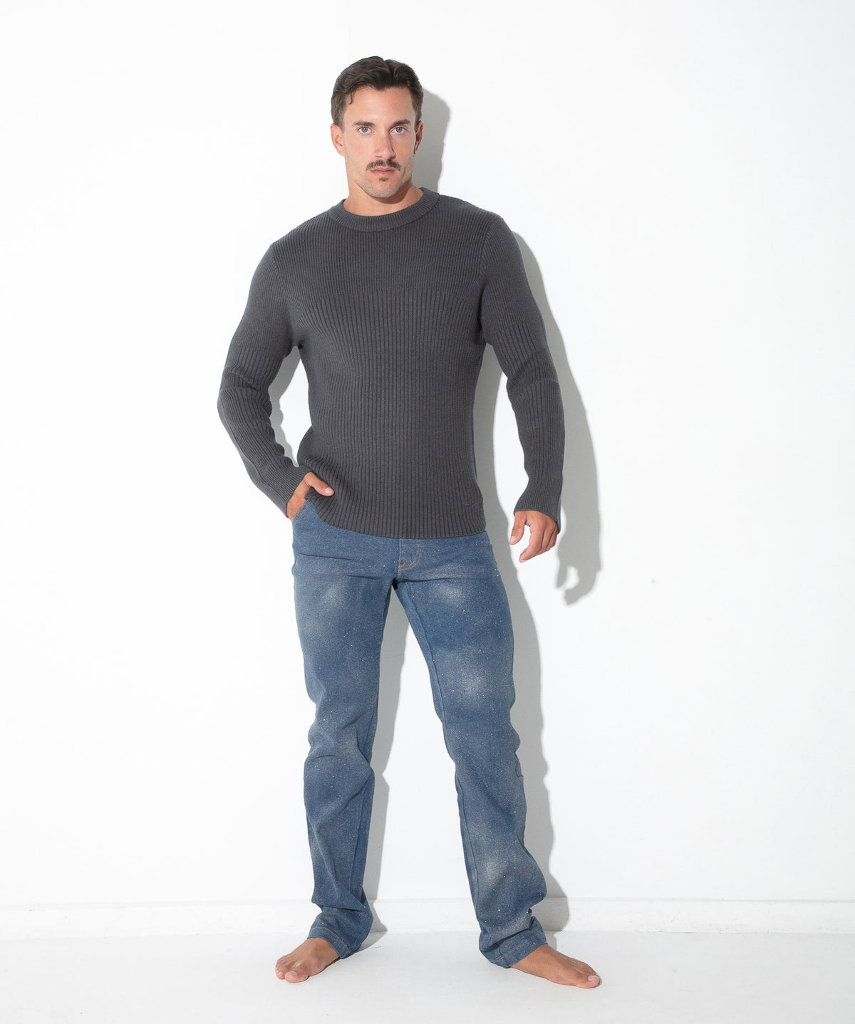 Code 22 Ribbed Sweater Charcoal