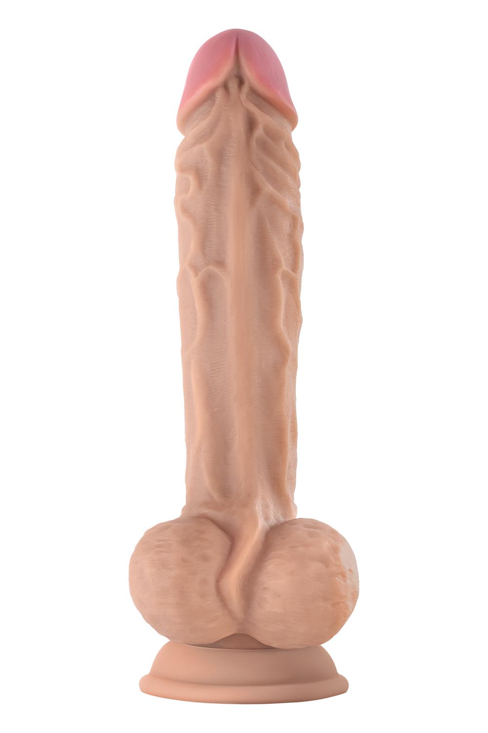 Shaft Lquid Silicone Dong with Balls Model A Size A 10.5 Inch Light