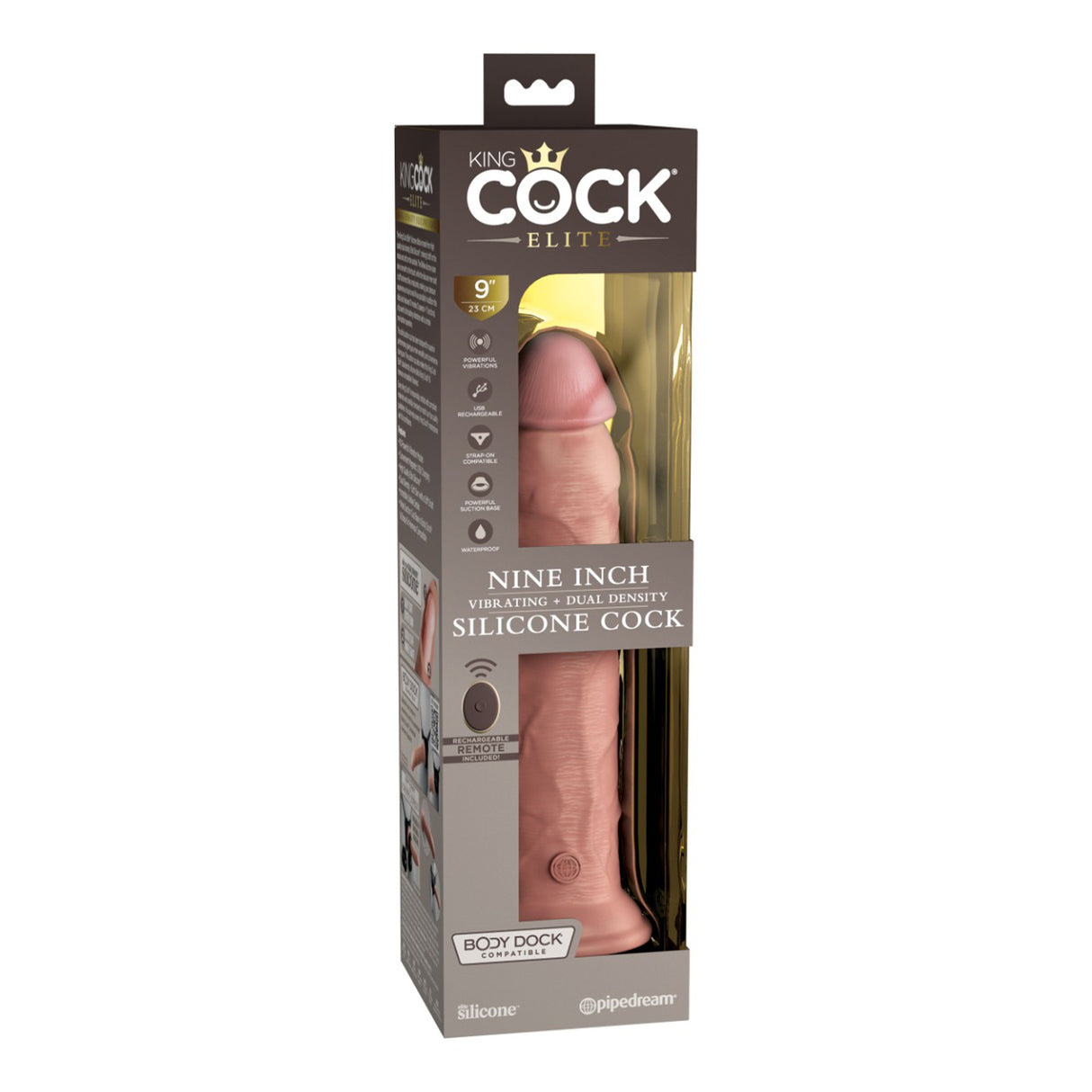 Pipedream King Cock Elite 9 Inch Vibrating Dual Density Silicone Cock Flesh