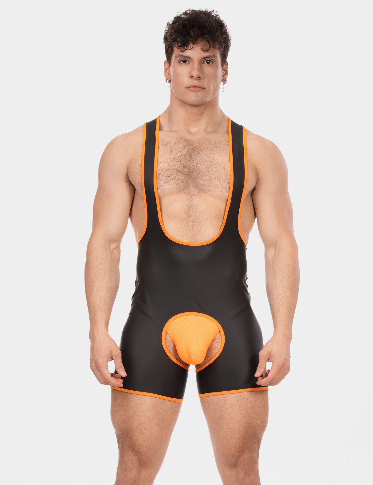 Barcode Berlin Singlet Kam Black Neon Orange