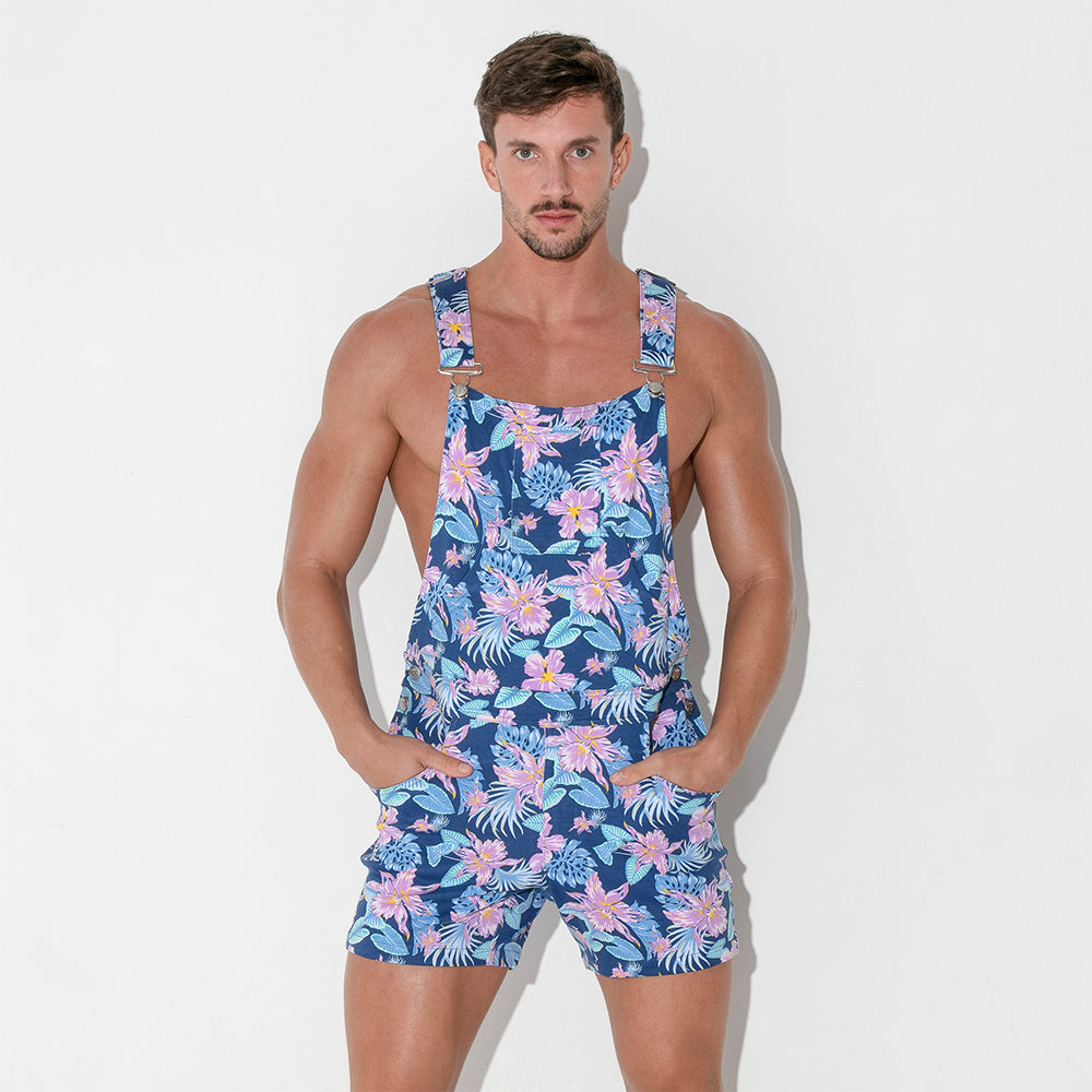 Code 22 Stretch Short Dungarees Aqua