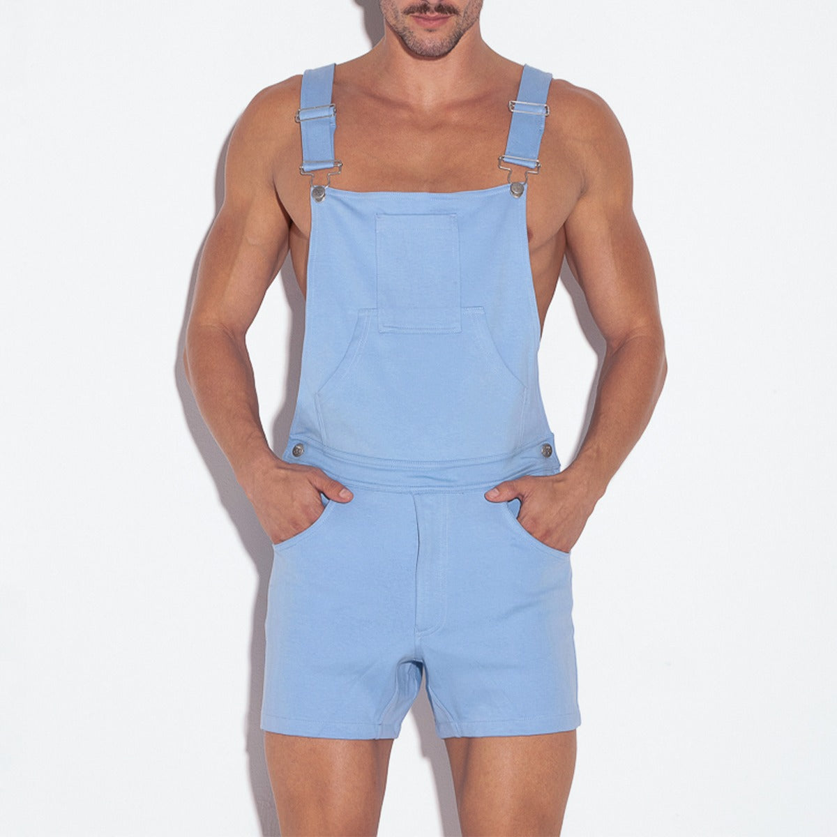 Code 22 Stretch Short Dungarees Sky Blue