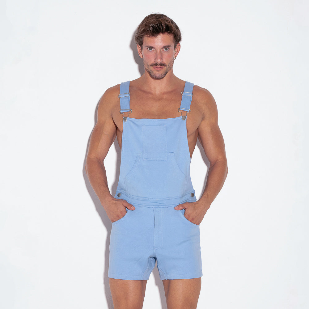Code 22 Stretch Short Dungarees Sky Blue