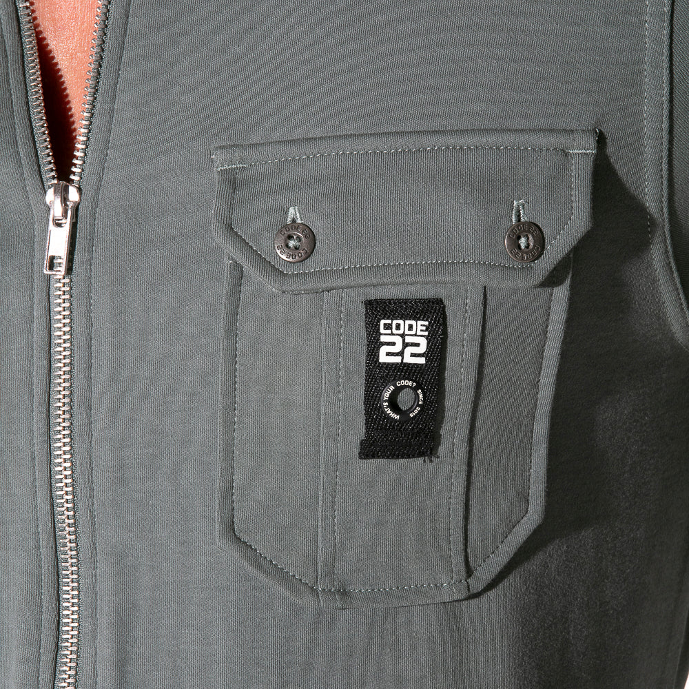 Code 22 Cargo Zip Overshirt Khaki