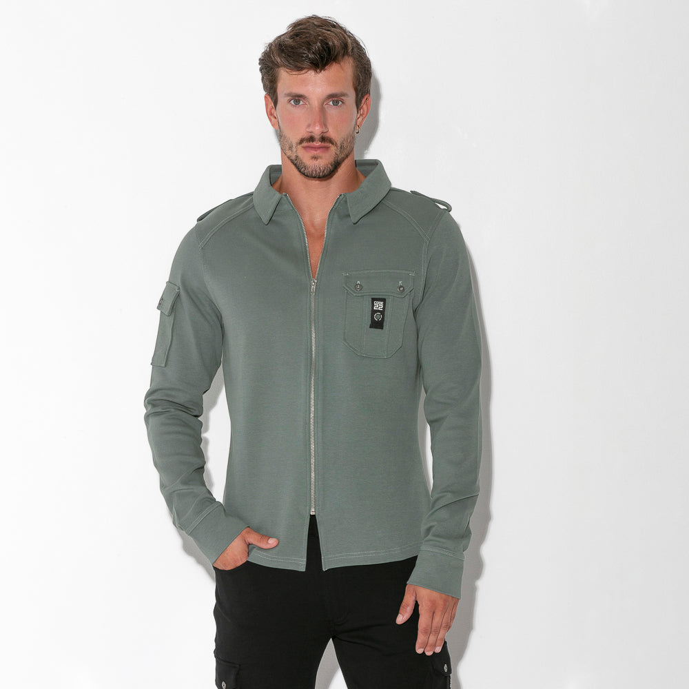 Code 22 Cargo Zip Overshirt Khaki