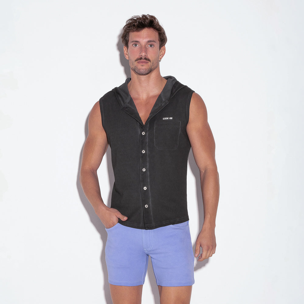 Code 22 Sleeveless Vintage Hoody Black