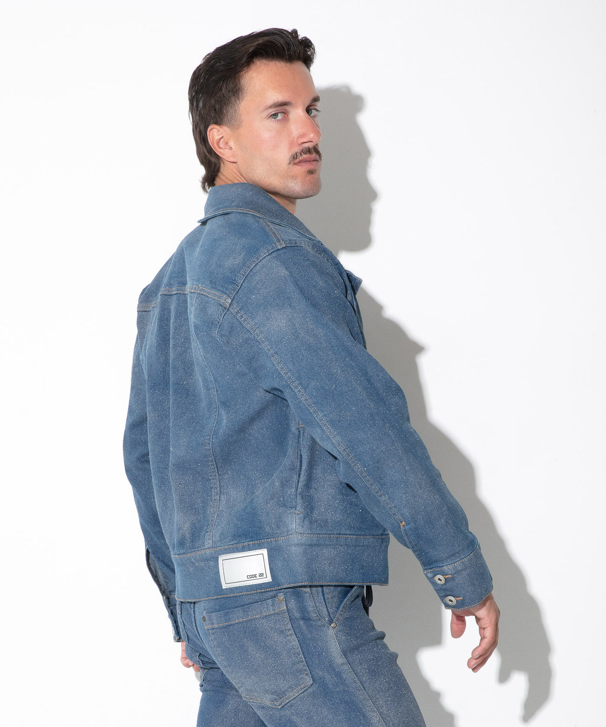 Code 22 Metallic Denim Jacket Silver