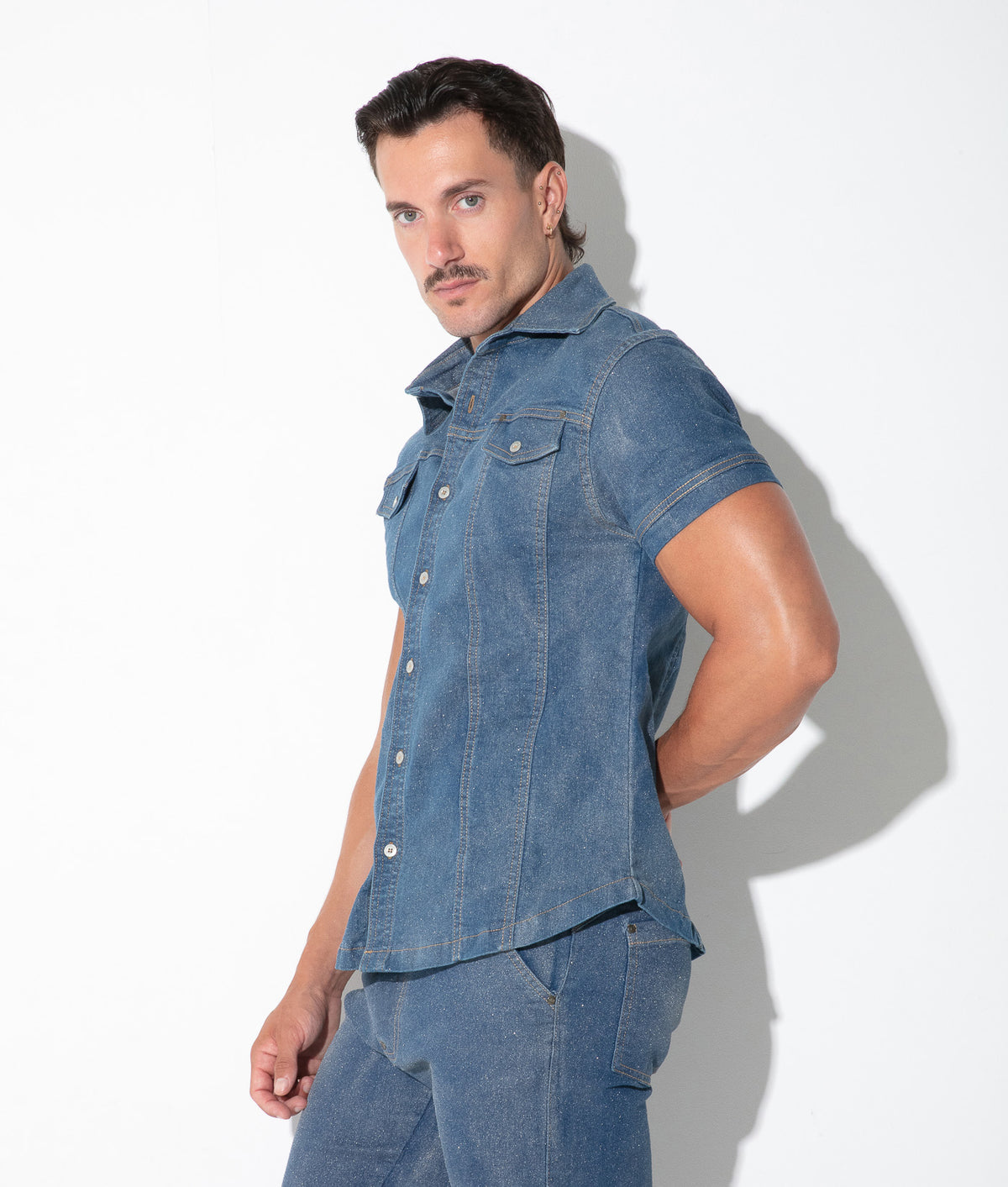 Code 22 Metallic Denim Shirt Silver