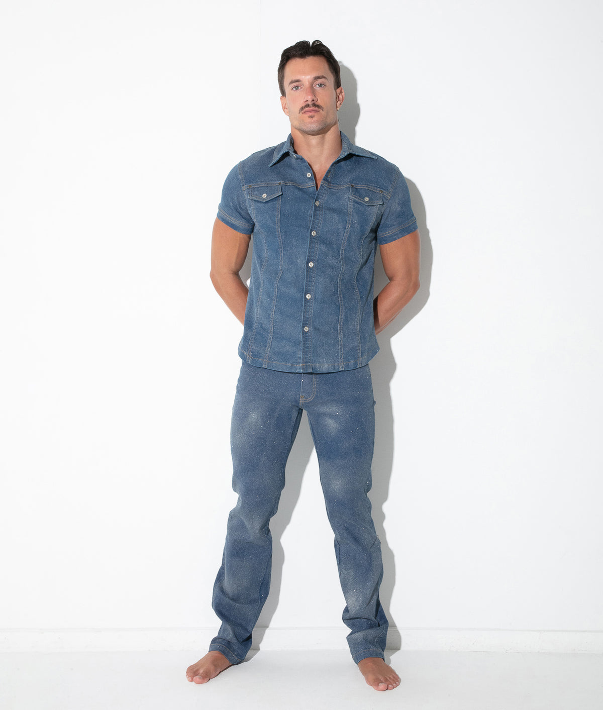 Code 22 Metallic Denim Shirt Silver