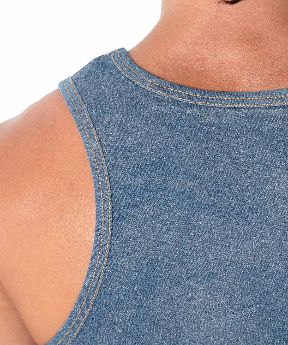 Code 22 Metallic Denim Tank Top Silver