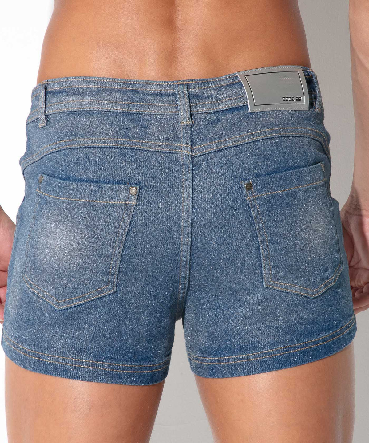 Code 22 Metallic Denim Shorts Silver