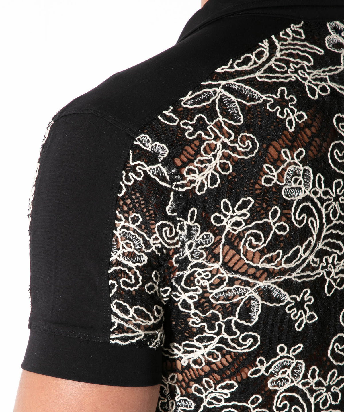 Code 22 Contrast Corded Lace Shirt Black