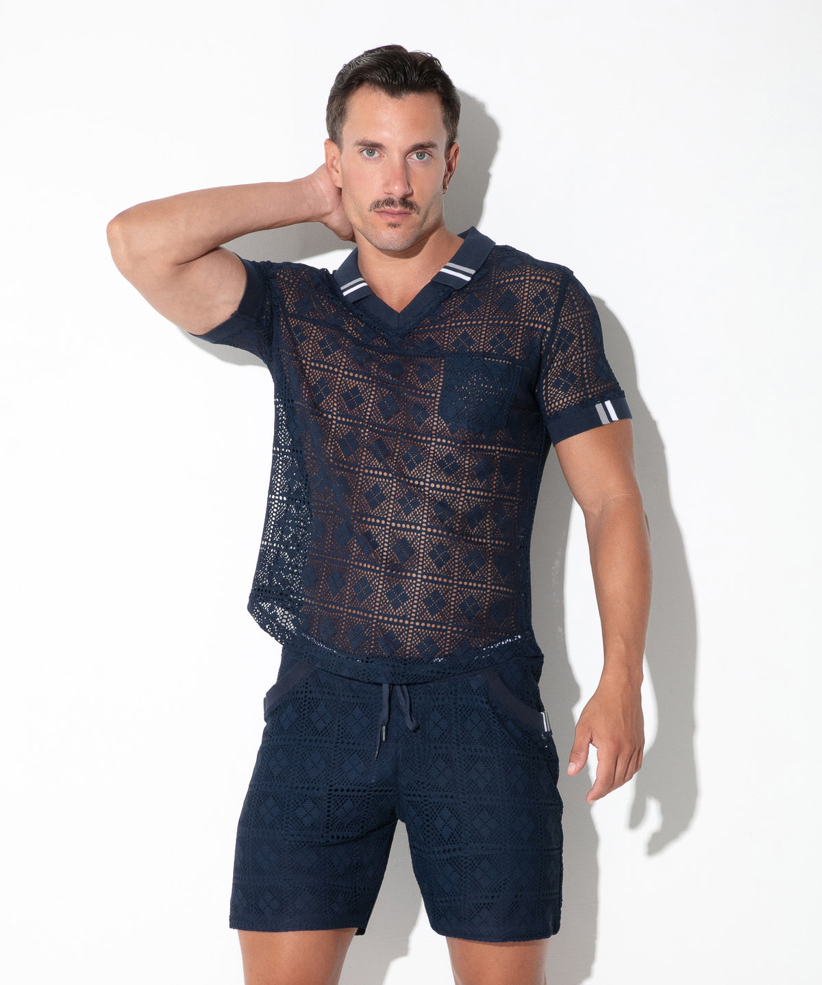Code 22 Graphic Lace Polo Navy