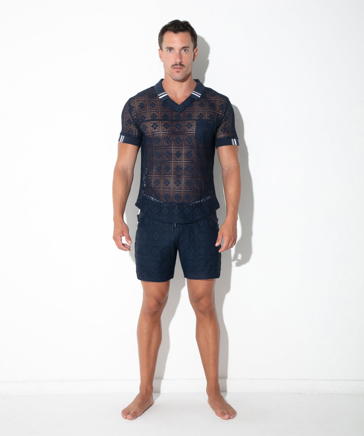 Code 22 Graphic Lace Polo Navy