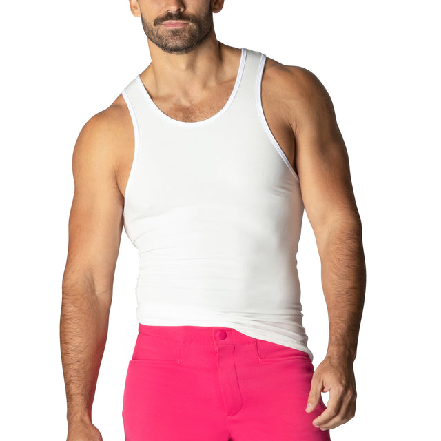 BIKE Rib Knit Tank Top White