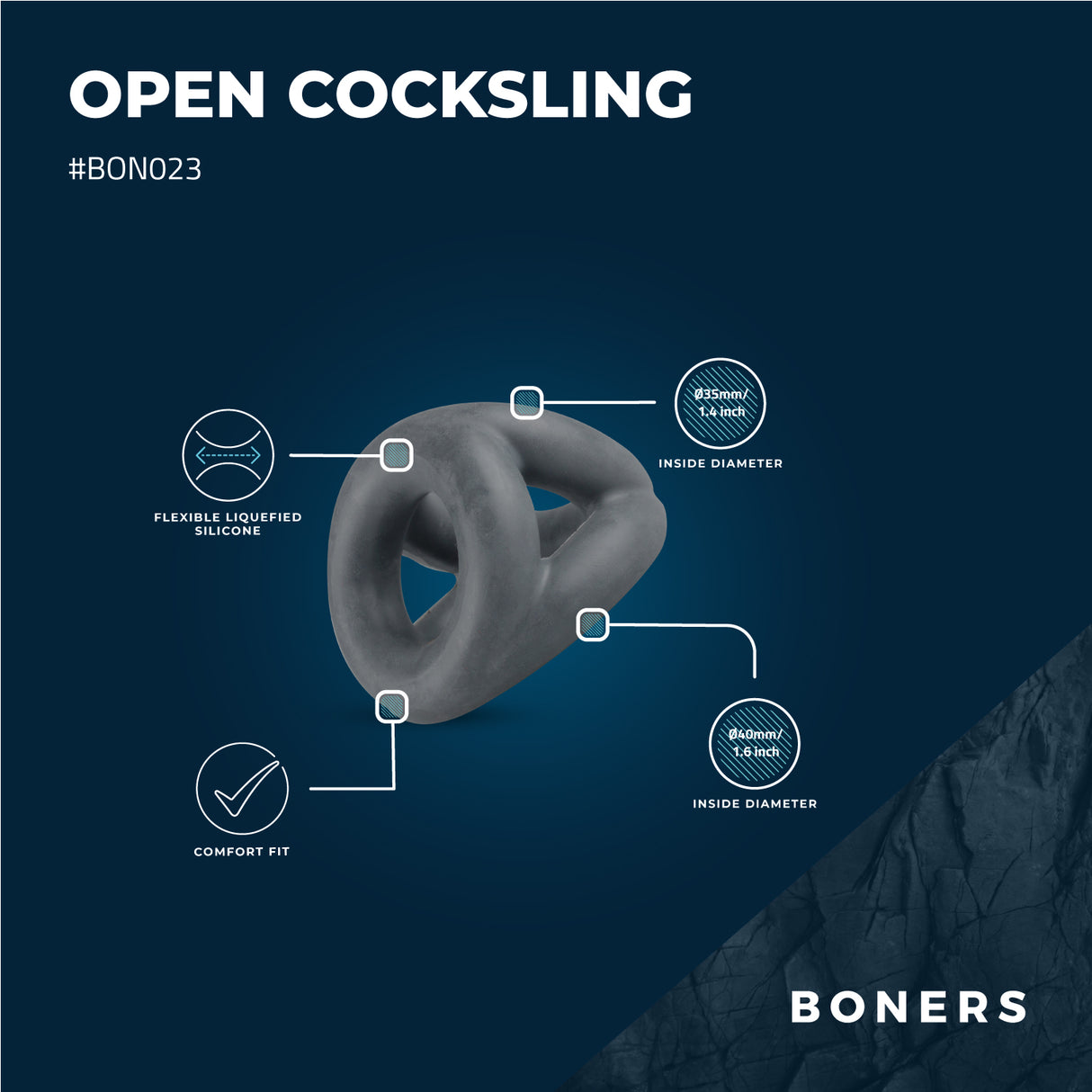 Boners Open Cocksling Triple Cockring