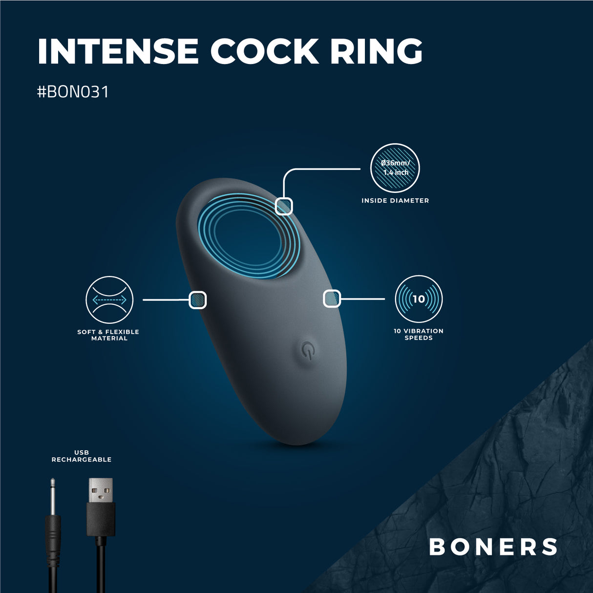 Boners Intense Vibrating Cock Ring