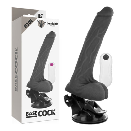 Basecock Posable Realistic Vibrating Dildo with Remote 7 Inch Black