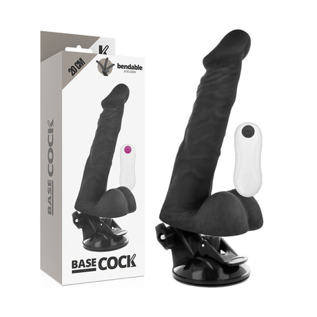 Basecock Posable Realistic Vibrating Dildo with Remote 8 Inch Black