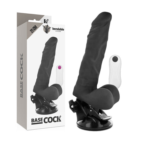 Basecock Posable Vibrating Dildo with Remote 8 Inch Black