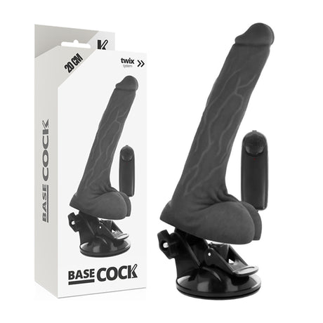 Basecock Realistic Vibrating Dildo with Remote 8 Inch Black