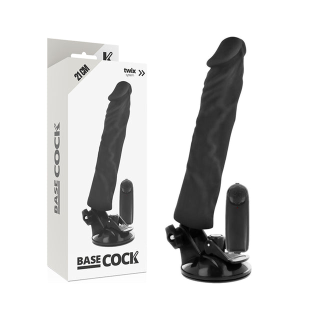 Basecock Realistic Vibrating Dildo with Remote Control 8 Inch Black