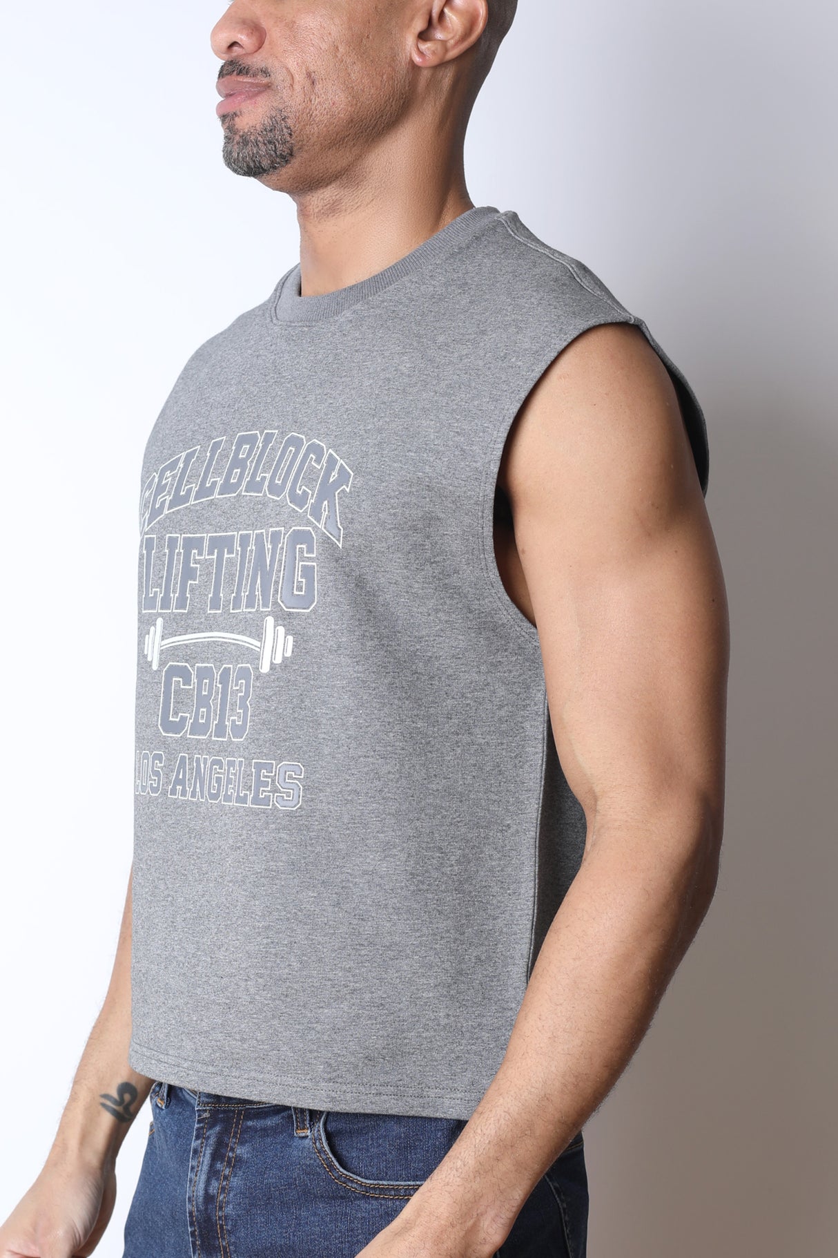 Cellblock 13 CB13 Lifting Club Cropped Tank Grey