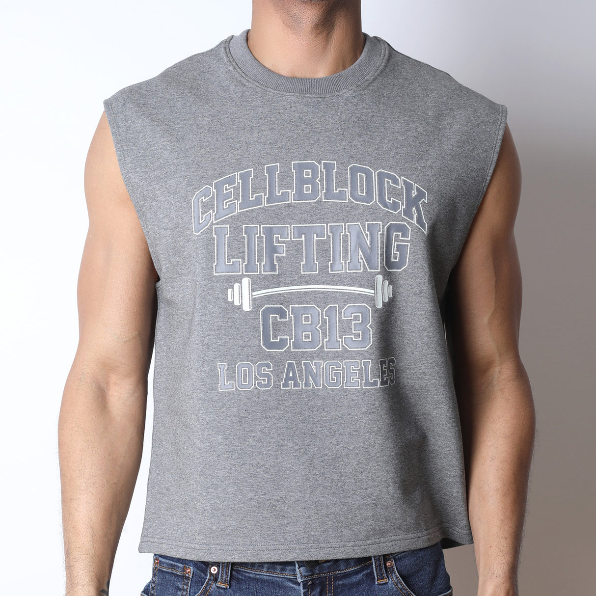 Cellblock 13 CB13 Lifting Club Cropped Tank Grey