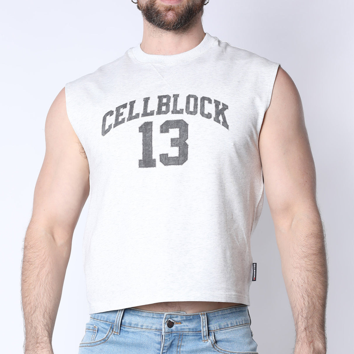 Cellblock 13 CB13 Sport Cropped Muscle Tank Top Grey